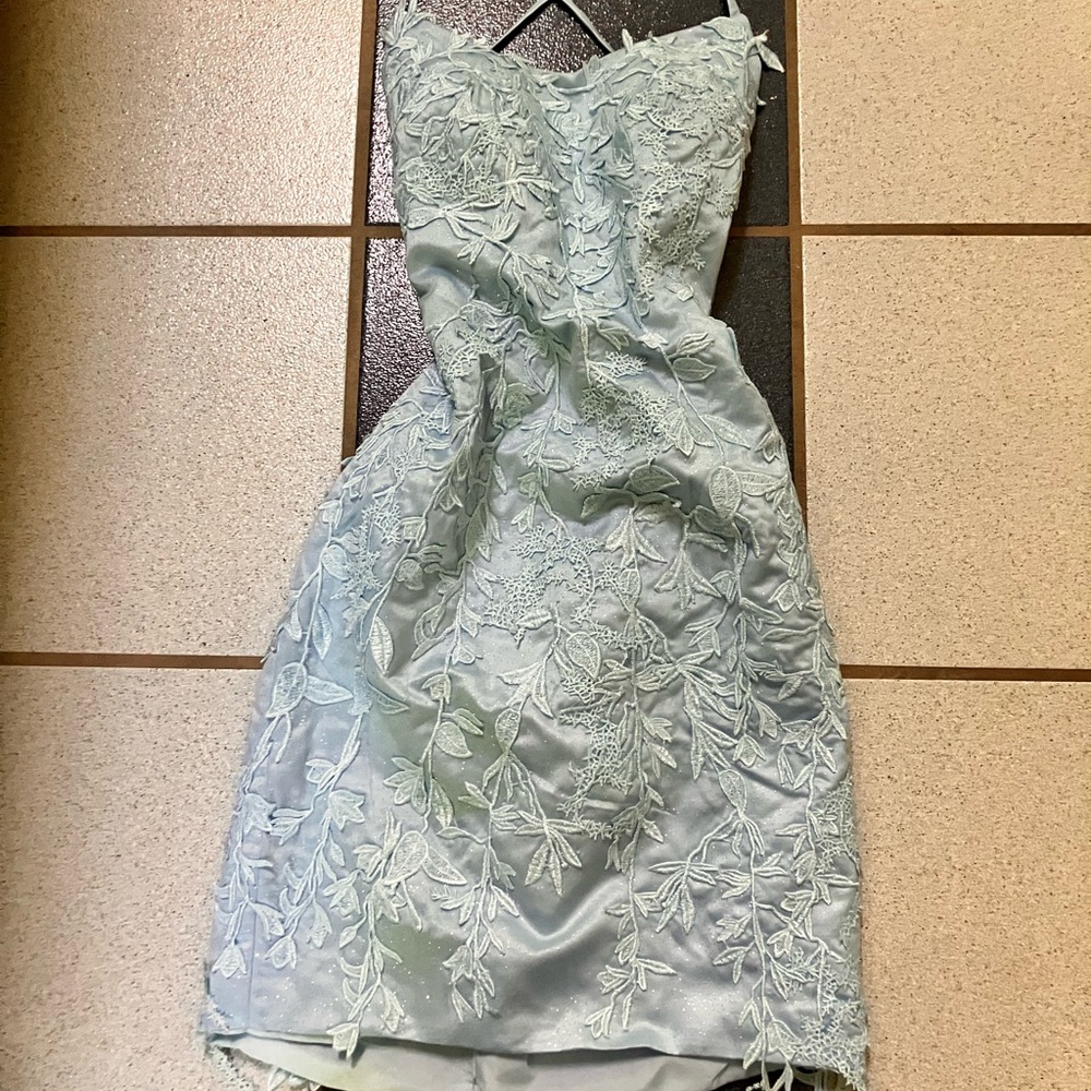 Elegant Light Blue Lace Prom Dress